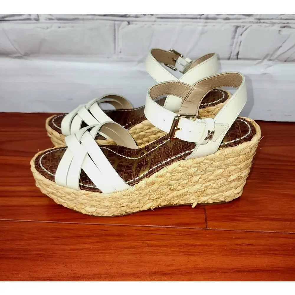 Sam Edelman Darline Braided Leather Platform Wedge Sandal Size 9 Summer bohochic